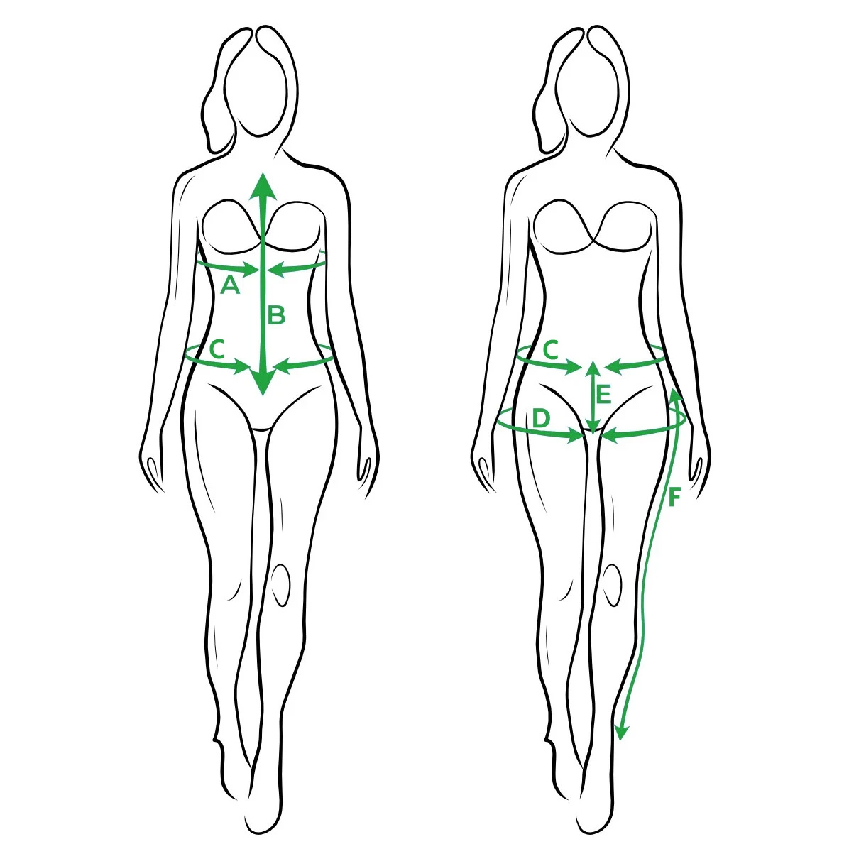 In der Größentabelle verwendete Symbole