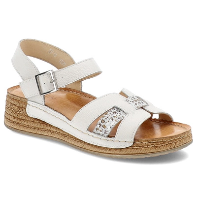 Sandalen WASAK - 0719 Biały Groszek+Kwiaty