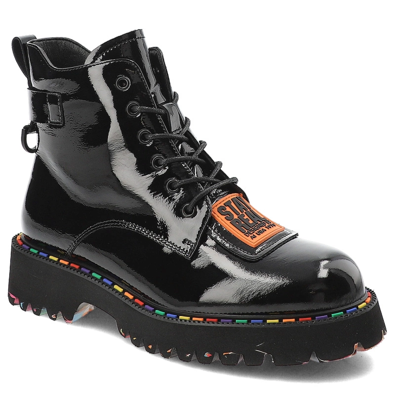 S Barski Stiefeletten Schwarz Fell Leather Decorated Ankle Boots