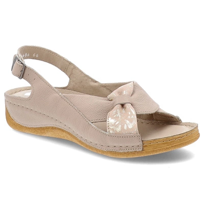 Sandalen ARMODO - 5-0686-066 Beige 66+Pigi Złote Kwiaty