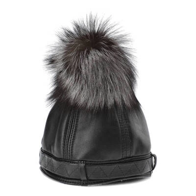 Mütze LUKA-PELLI - BERGH CZ36-1 Schwarze Mit Echtem Fuchsfell
