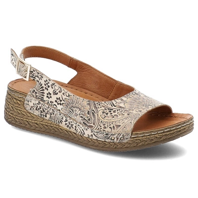 Sandalen MACIEJKA - L7069-04/00-1 Beż Kwiaty