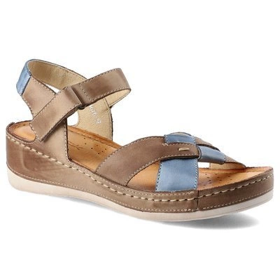 Sandalen WASAK - 0473 Cappuccino+Jeans