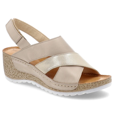 Sandalen WASAK - 0493 Beż+Złoto Prada