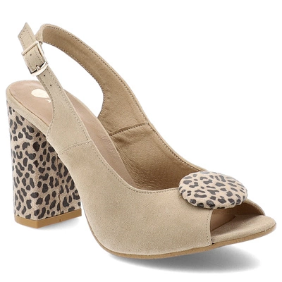 Sandalen ARMODO - 1819 Beż Zamsz+Pantera